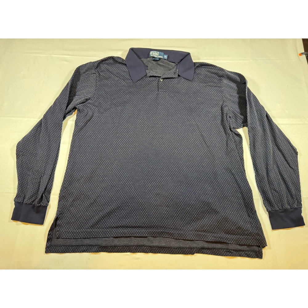 Polo By Ralph Lauren Polo Shirt Mens XL Blue Geometric Long Sleeve Peru